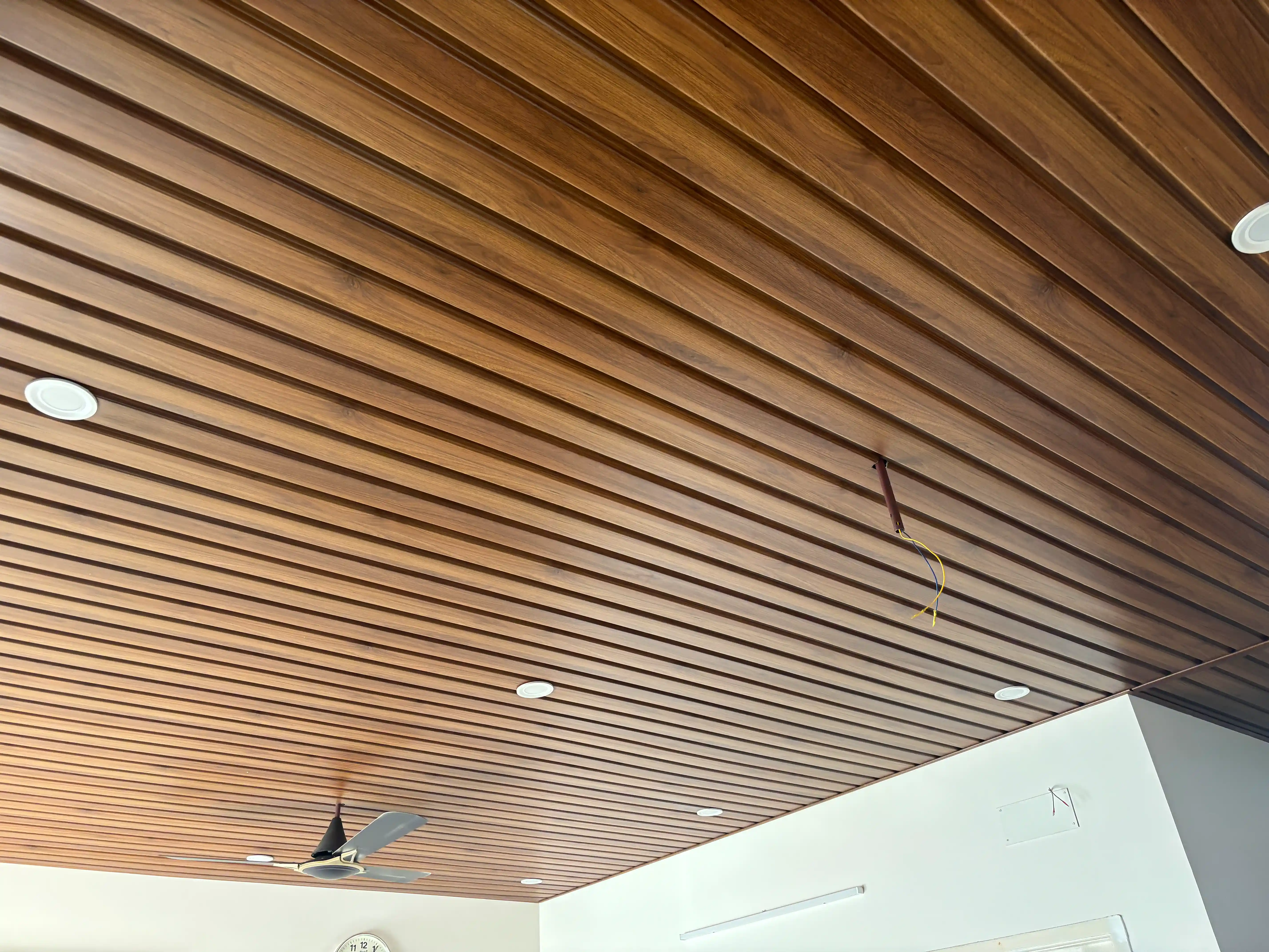 Wooden slat false ceiling design